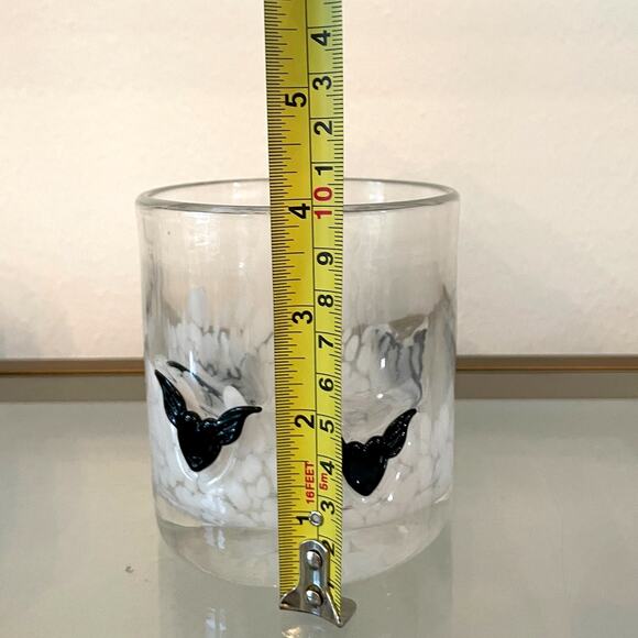 Set of 4 BLACK BAT Double Old Fashioned Glasses 4in Halloween Barware New - Picture 7 of 13